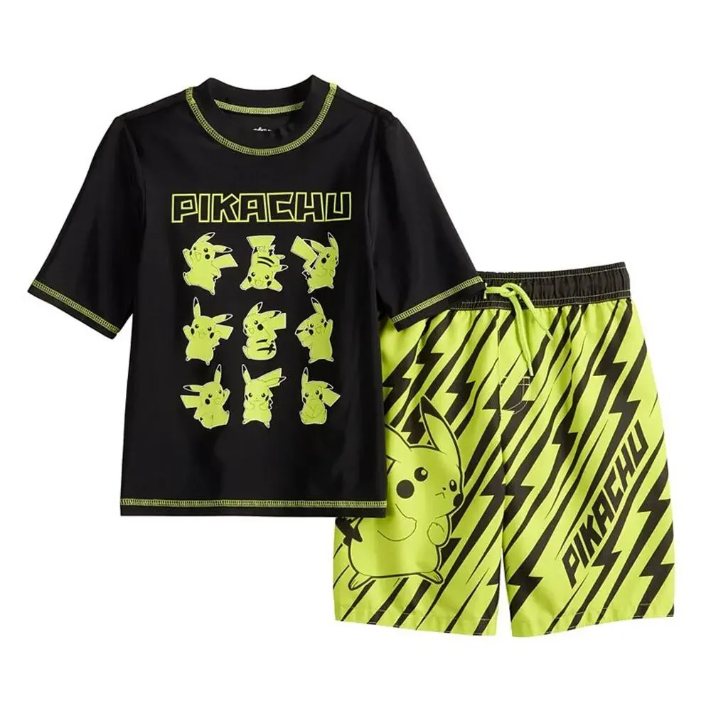 Pokemon Boys Rashguard & Swim Trunks Set Size Small (4)  NWT
